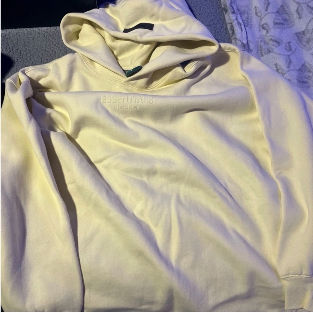 ESSENTIALS Men’s Pale Yellow Crewneck Hoodie